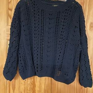 Forever 21 Midnight Blue Open-Knit Sweater